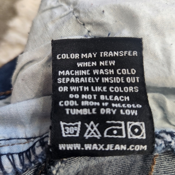Wax Jean Y2K Butt I Love You Distressed Skinny Stretch Dark Grunge Jeans 5/27 - Picture 10 of 12